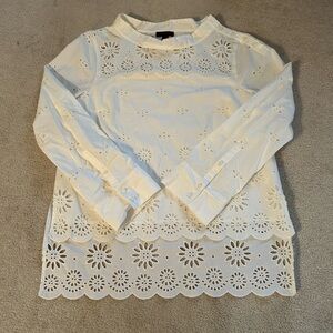 Jcrew  Funnelneck high low shirt in eyelet  size 8